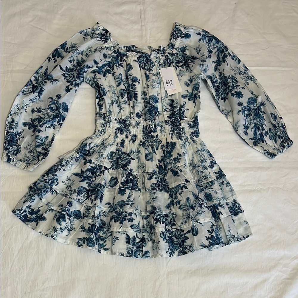 NWT GAP Love Shack Fancy Floral Dress with Blue Pattern s 6-7